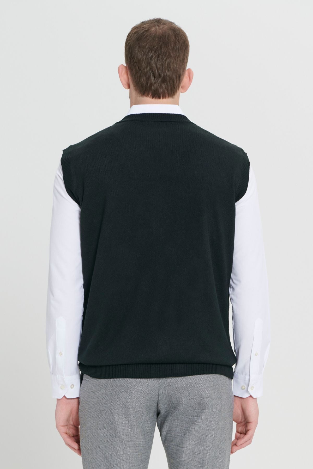 Men's Black Standard Fit Normal Cut V -neck knitwear sweater