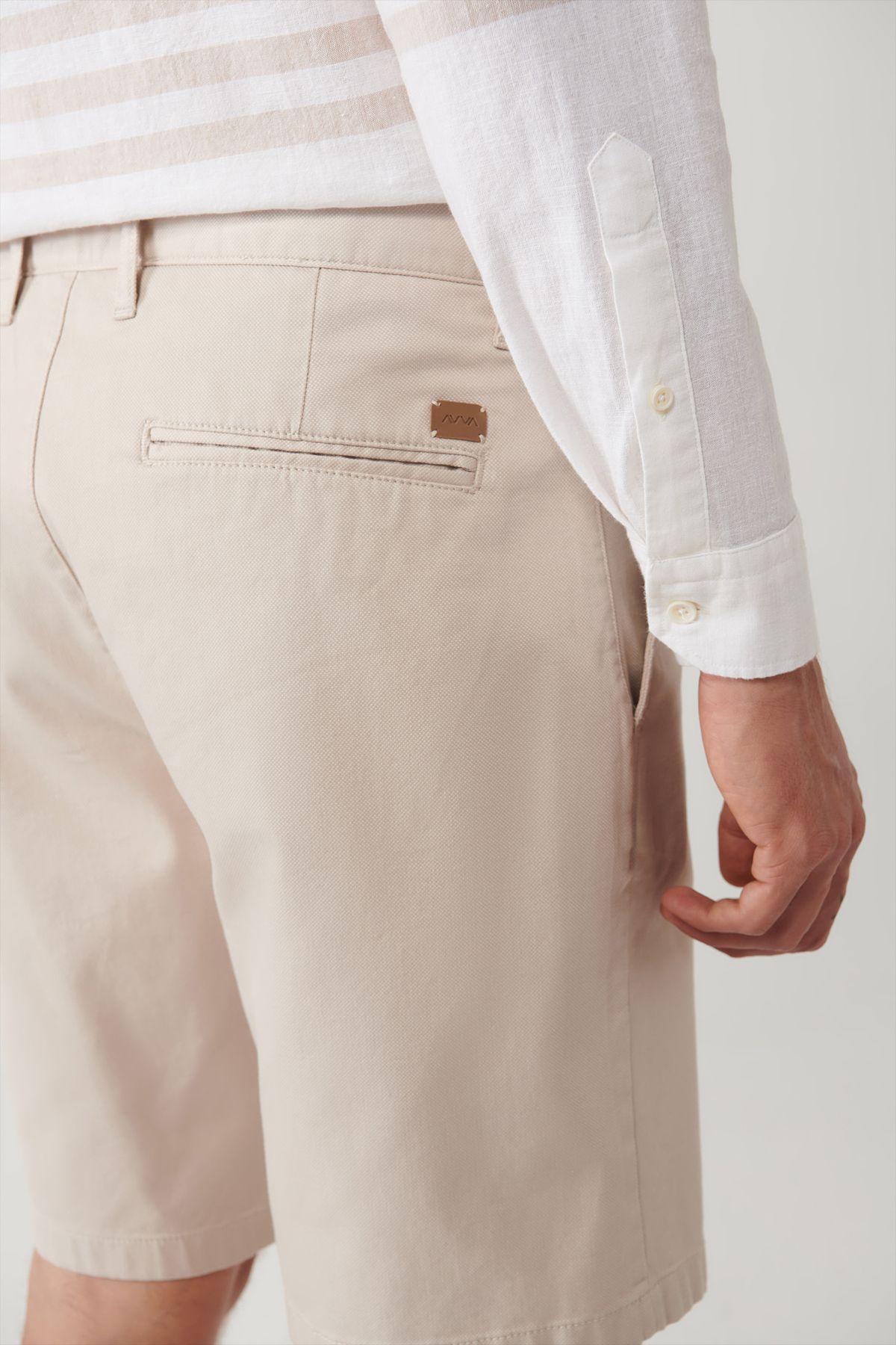 Men's Beige Flexible Patara Chino Kanvas Short B003730