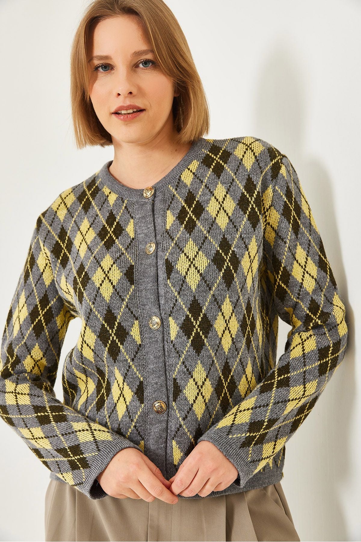 Female Baklava Pattern Bicycle Bike Button Triko Cardigan 241152 60261341