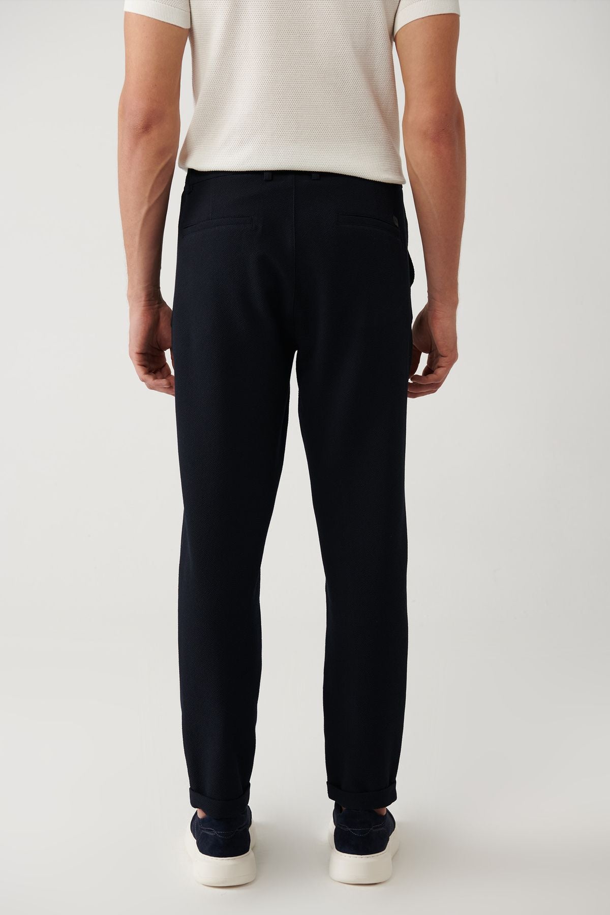 Men's Navy Blue Waist Waist Waithful Chino Pants B003033