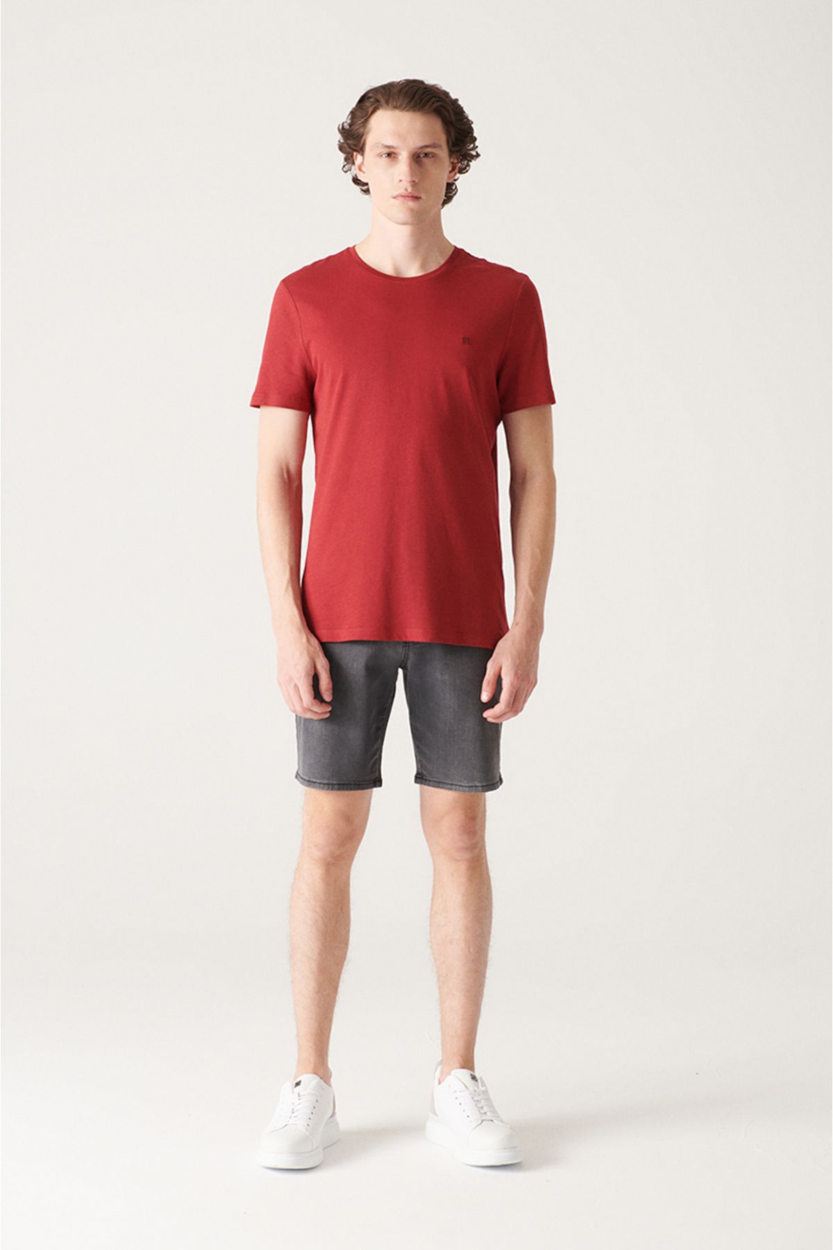 Men's Bordeaux Ultrasoft Bicycle Cotton Cotton Basic T-Shirt E001171