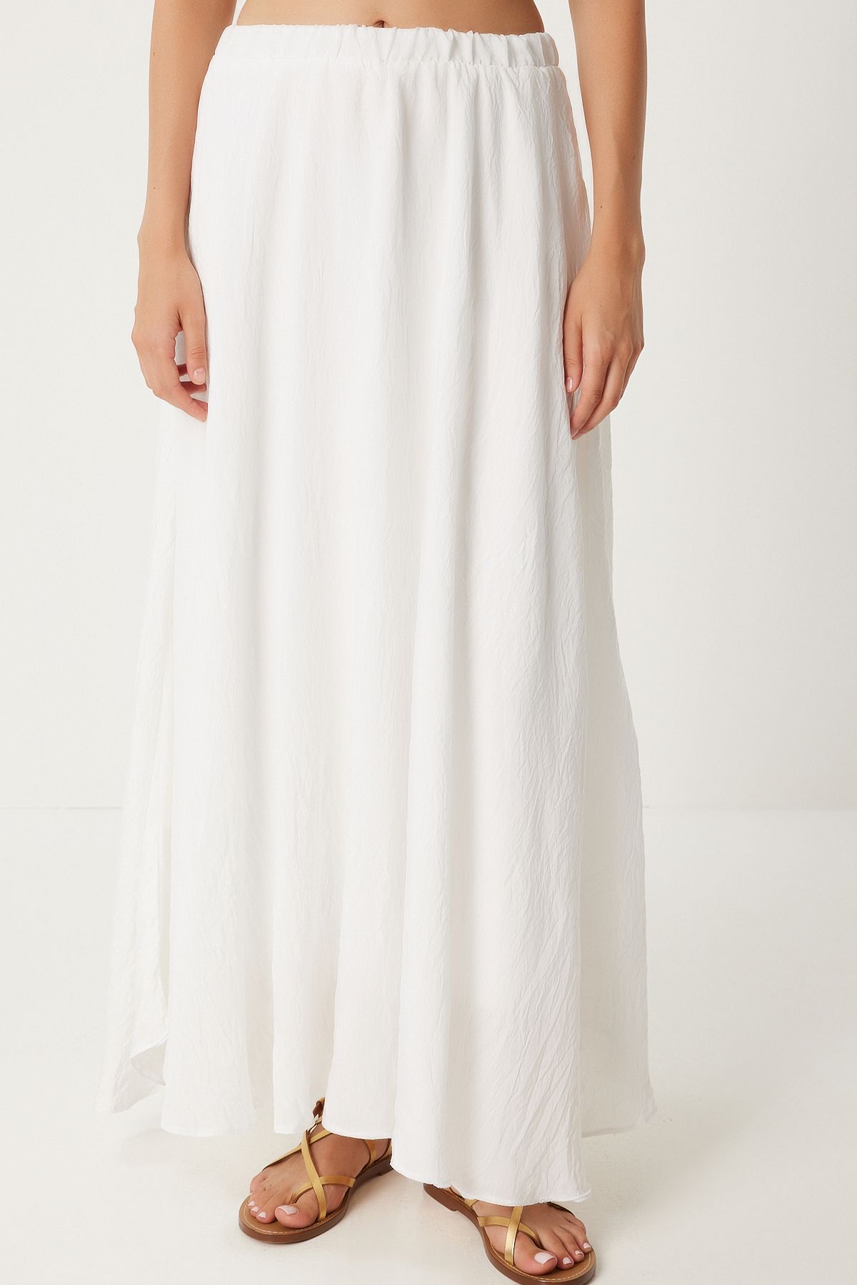 WOMEN ECRU FLY FLOCK MIXED Long Skirt DP00209