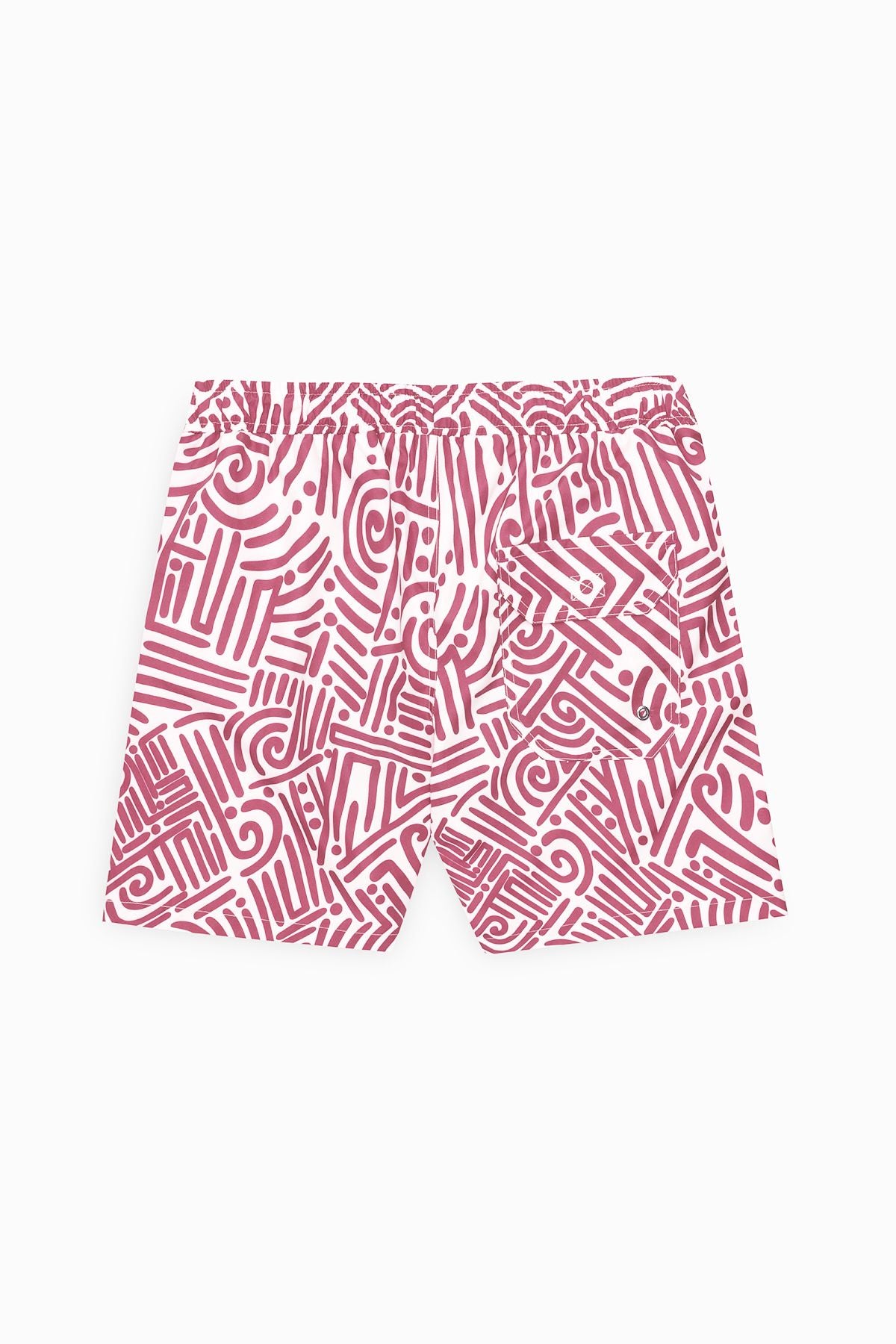 Men's White Red Standard Fit Normal Cutting Pocket Fast Drying Patterned Mayo Sea Short