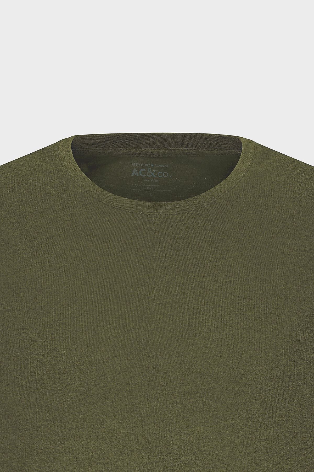 Male Khaki 100 %Cotton Slim Fit Narrow Cut Bike Bike Basic T -shirt