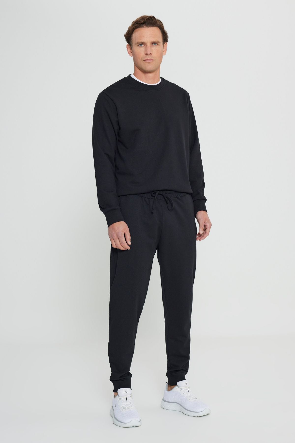 Men's Black Standard Fit Normal Normal Cutting 2 IPPE CLASS COTTON JOGGER SERVICE SIZE