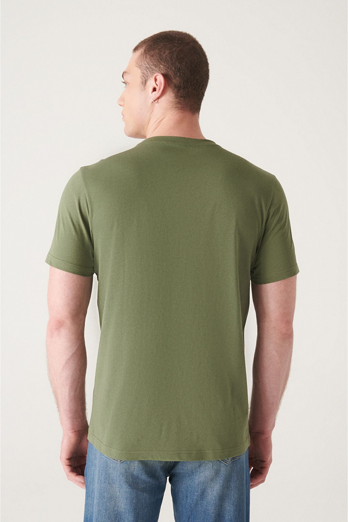 Male Khaki 100 %Cotton Breathing Bicycle Yaka T-Shirt E001000