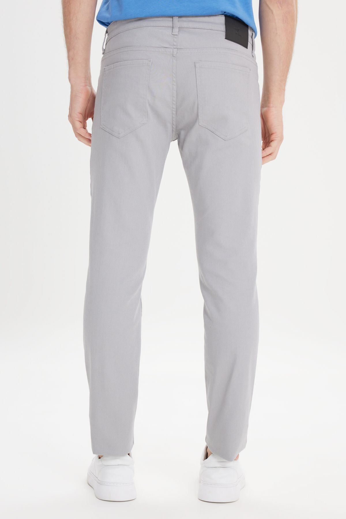 Men's gray 360 degrees stretching in all directions slim fit narrow cut diagonal flexible patterned pants