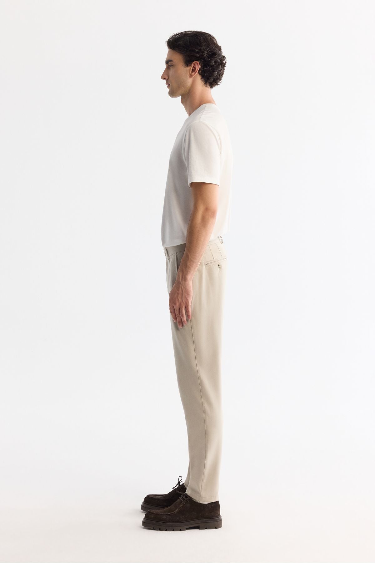 Men's Beige Classic Waist Soft key Chino Pants B003035