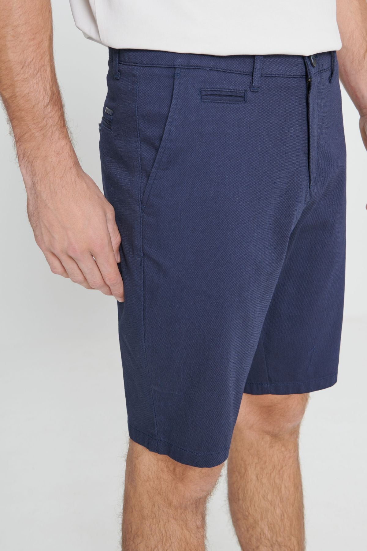 Men's navy blue slim fit narrow cutting side pocket Amest Short