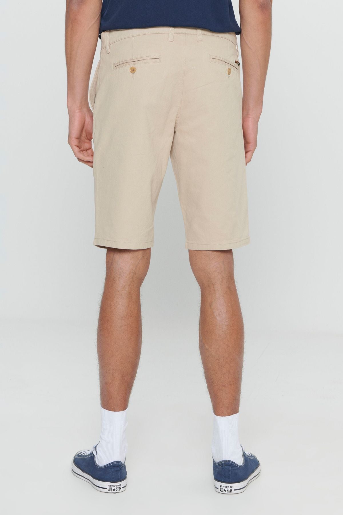 Men's Beige Slim Fit Narrow Cut Amelery 100 %Cotton Casual Chino Shorts