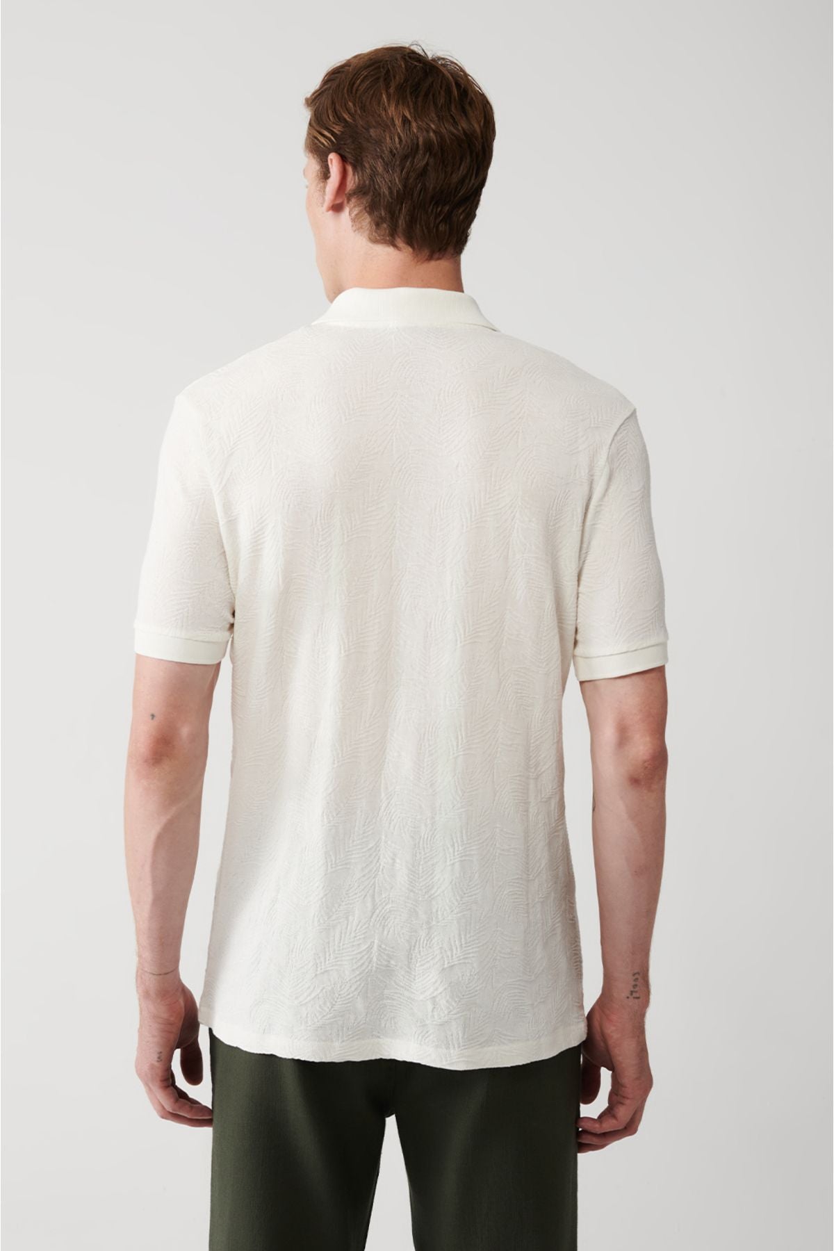 Men's white 100 %cotton 3 button polo collar t-shirt A31y1194