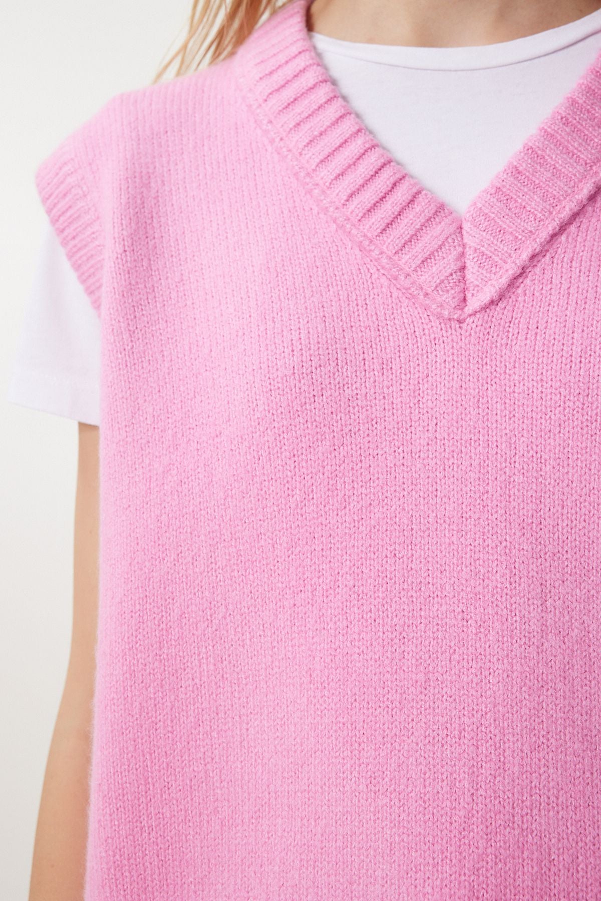 Woman Pink V Yaka knitwear sweater pf00099