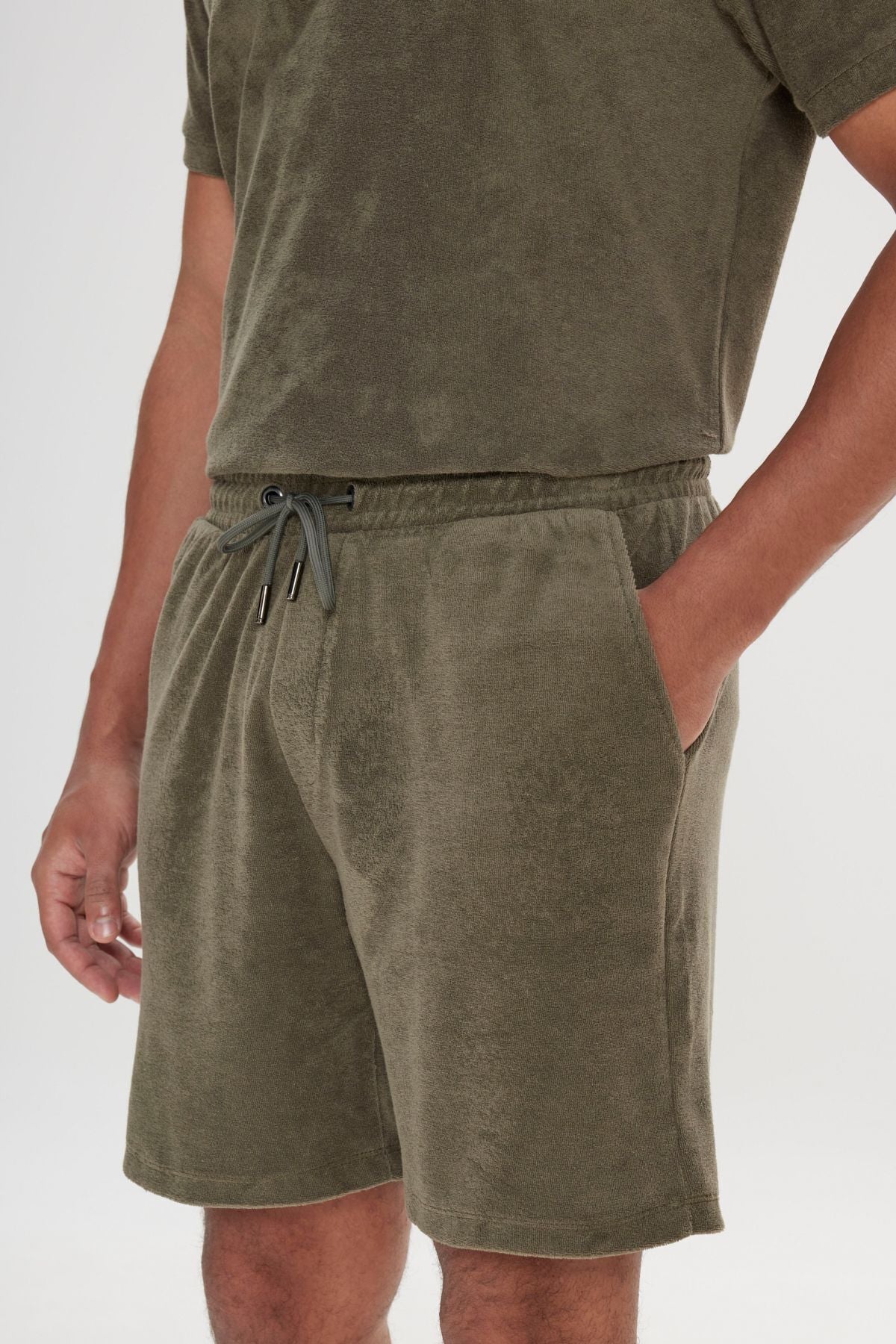 Male Khaki Standard Fit Normal Cut Towel Shorts