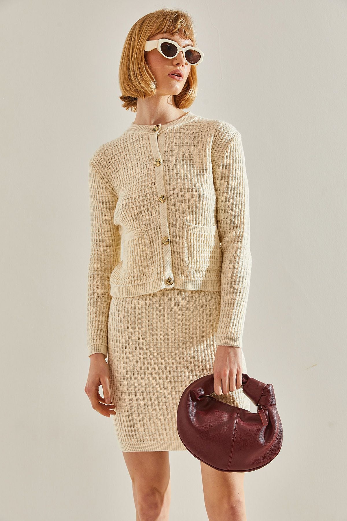 Women's skirt with vest upper knitwear team 20246017