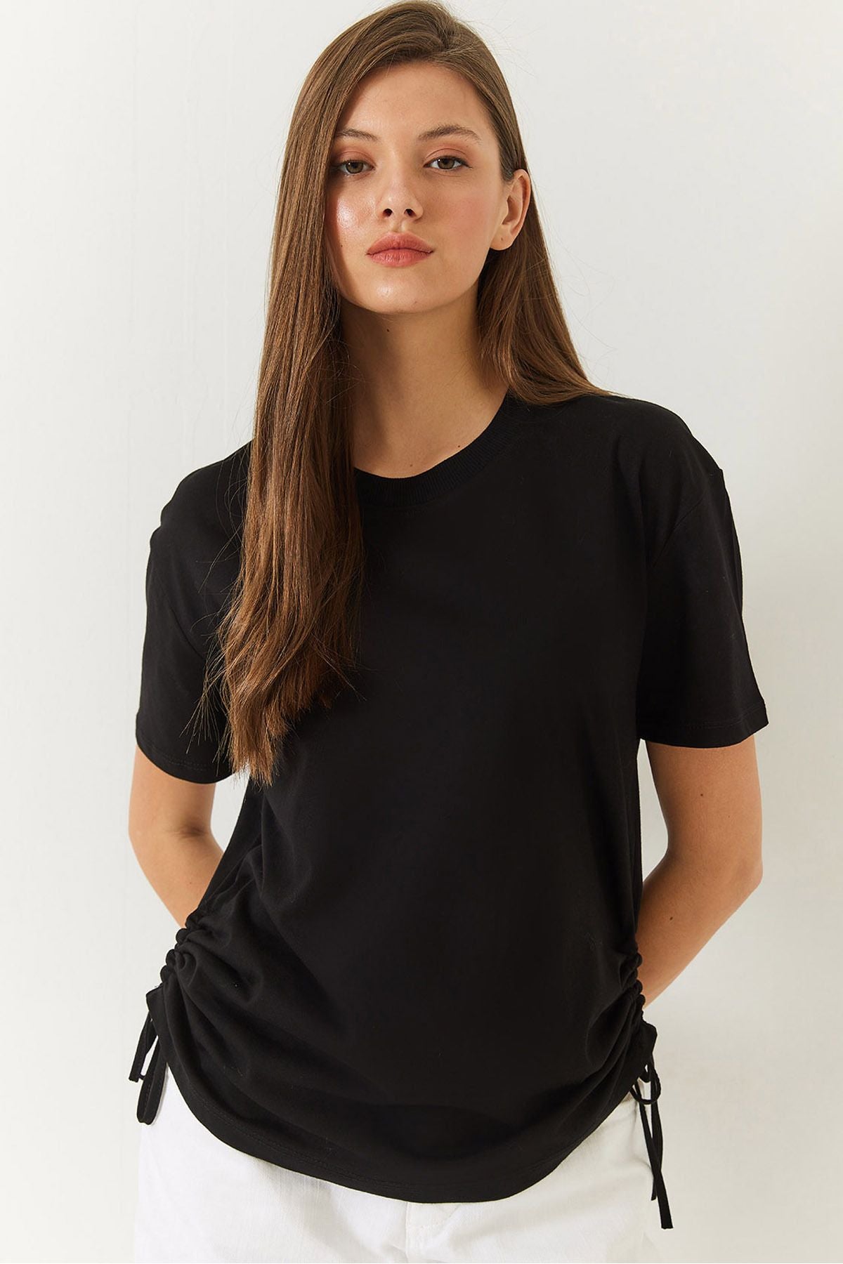 Women's Sides Shirred Basic Basic Tshirt 60602003