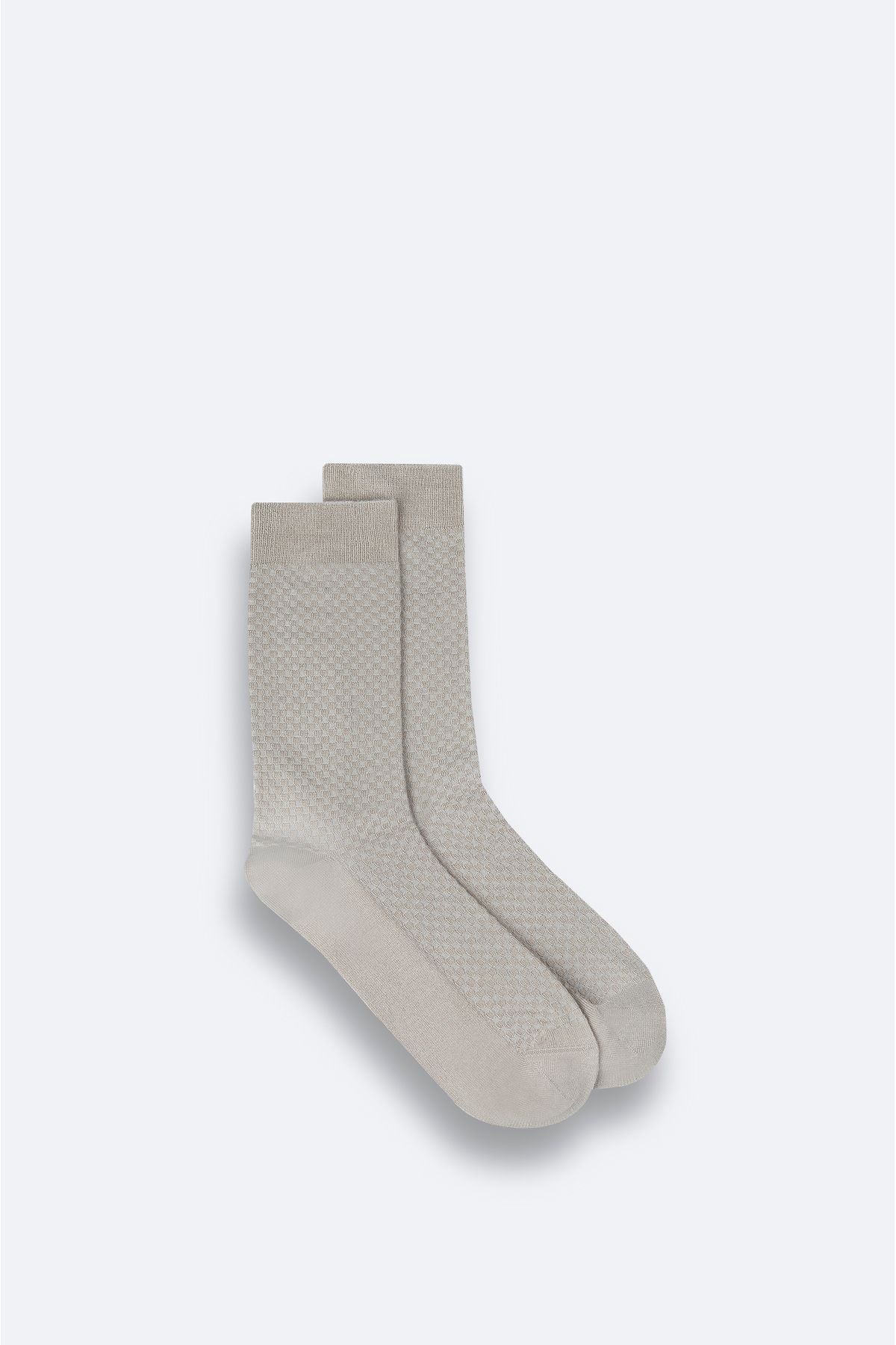 Men's Beige textured bamboo socket socks A42y8508
