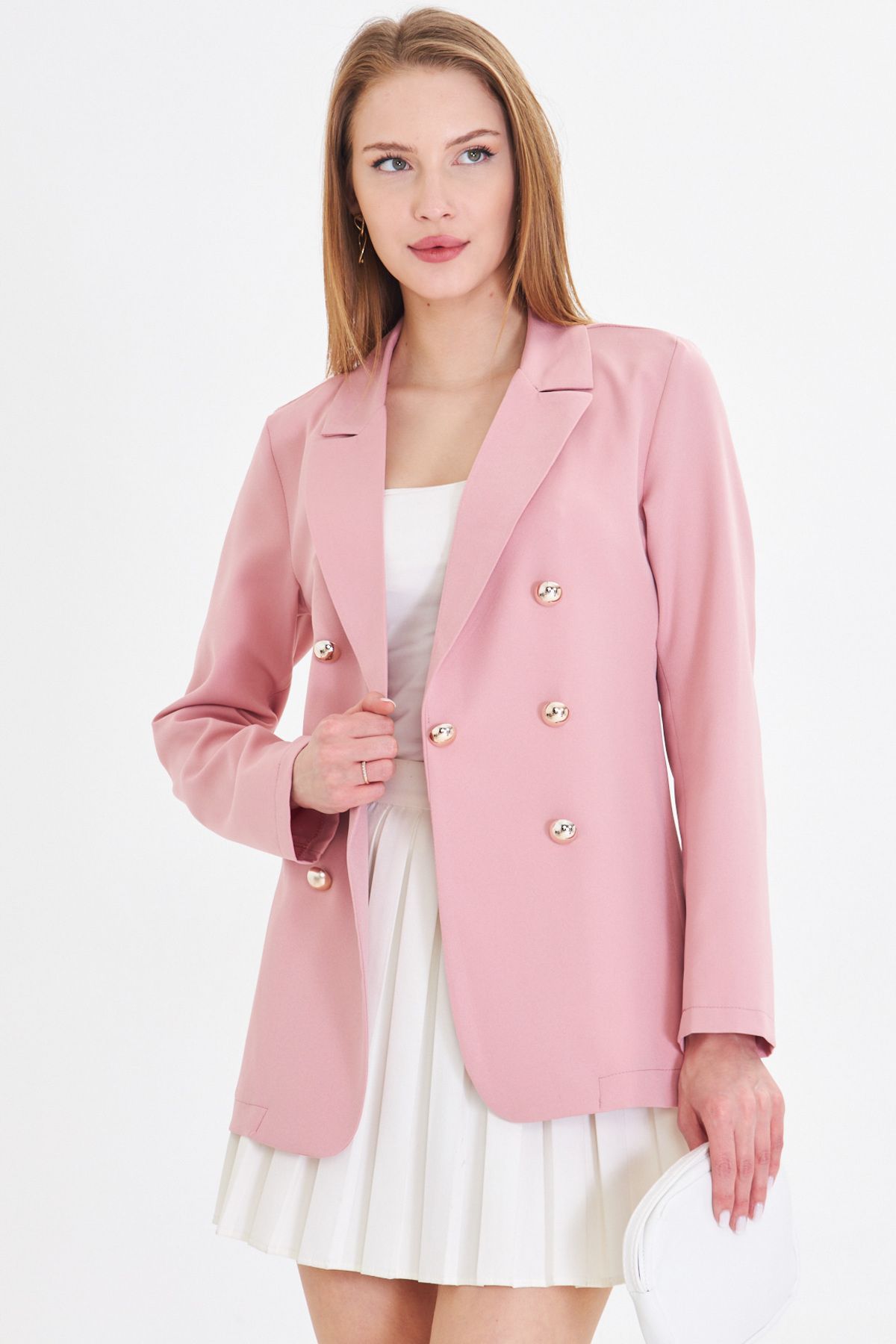 Female powder buttoned jacket ARM-20K001151