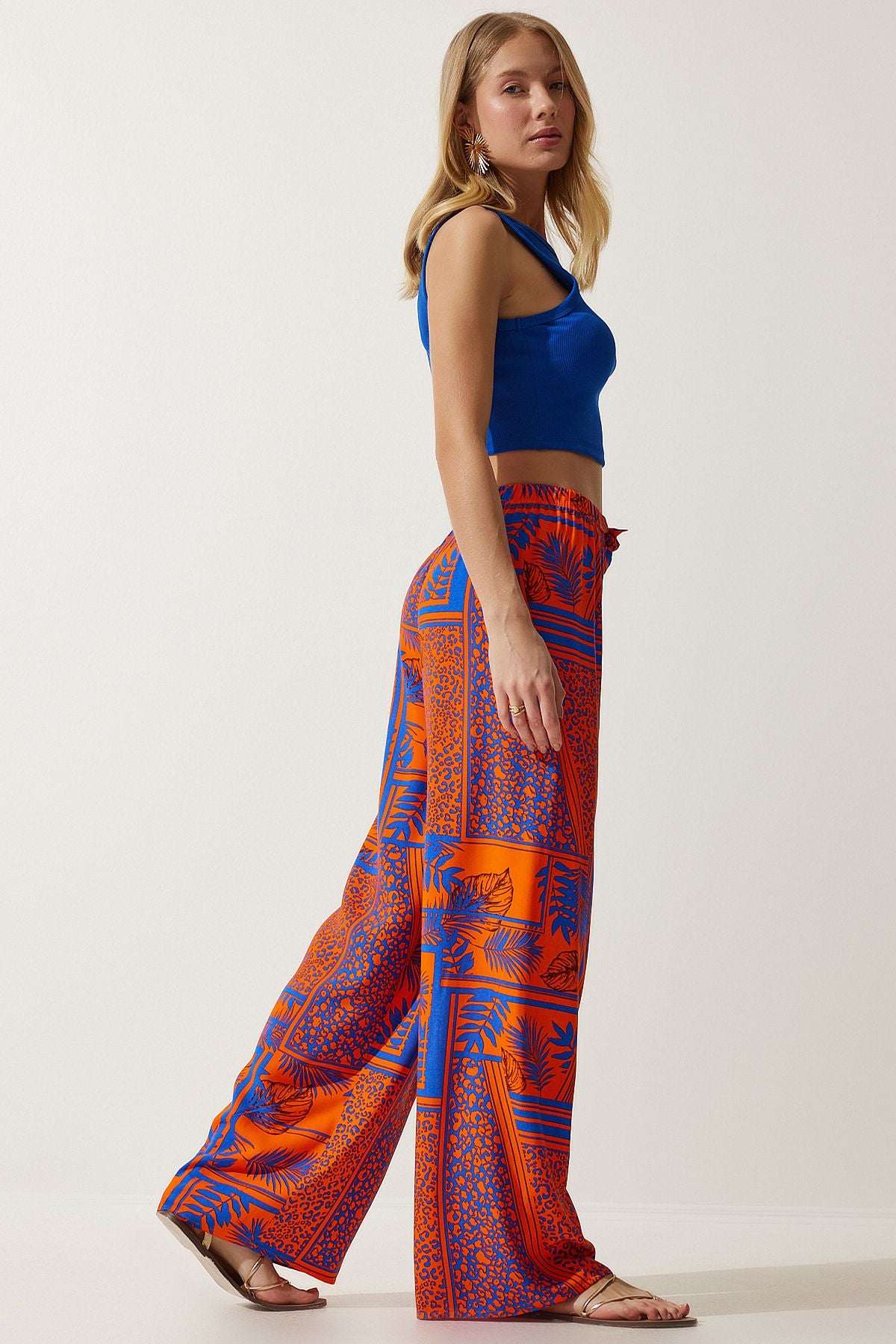 Female Oranj Patterned Visakon Palazzo Pants EN00606