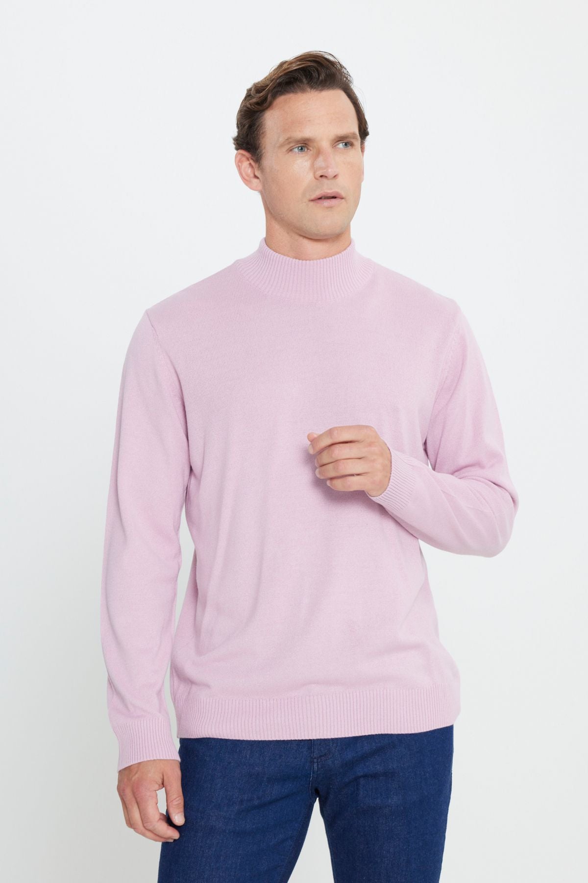 Men's rose dried anti-pilling standard fit half fisherman collar knitwear sweater