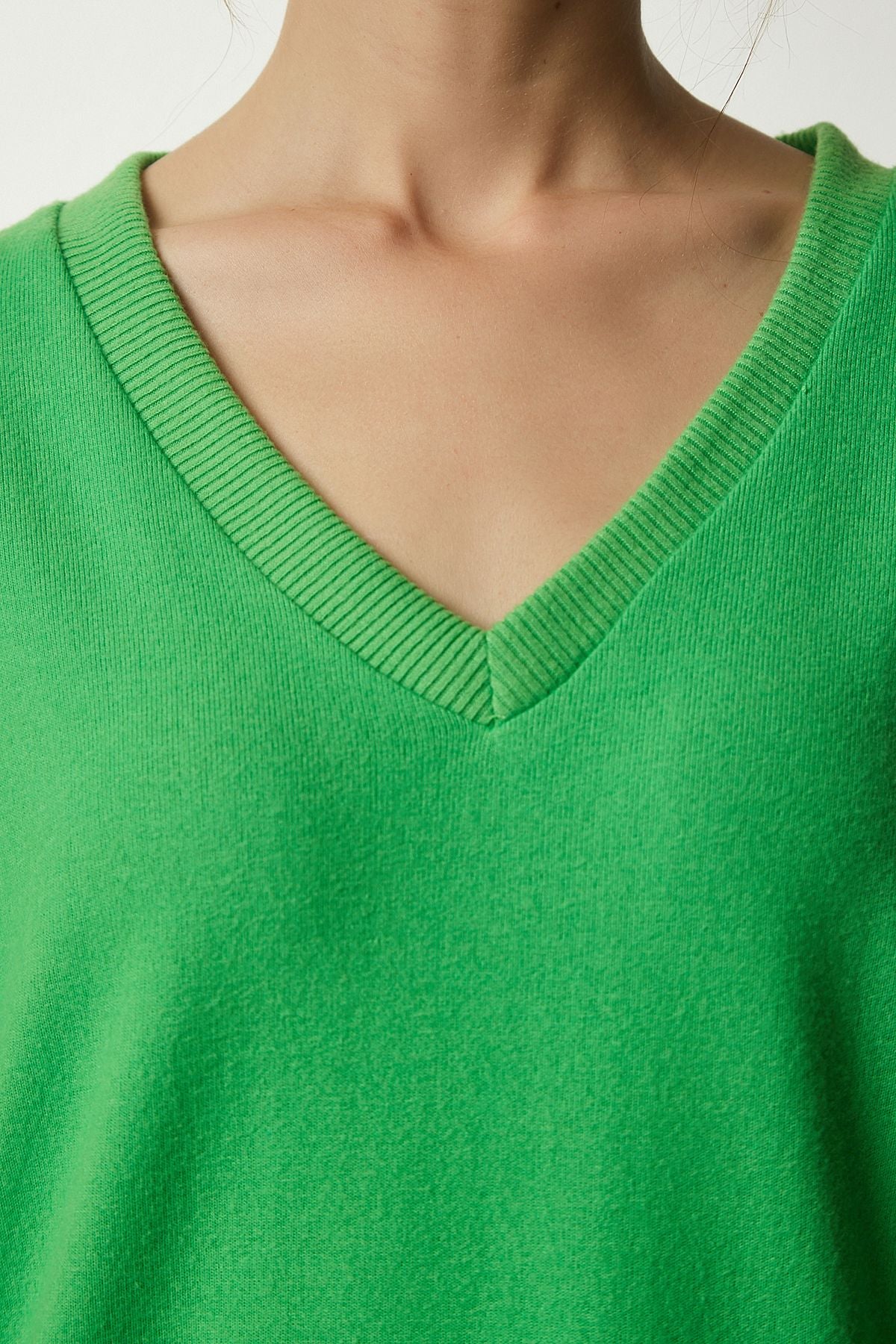 WOMEN LIGHT GREEN V YUMA YUMOŞ Knitting Sweater UB00197