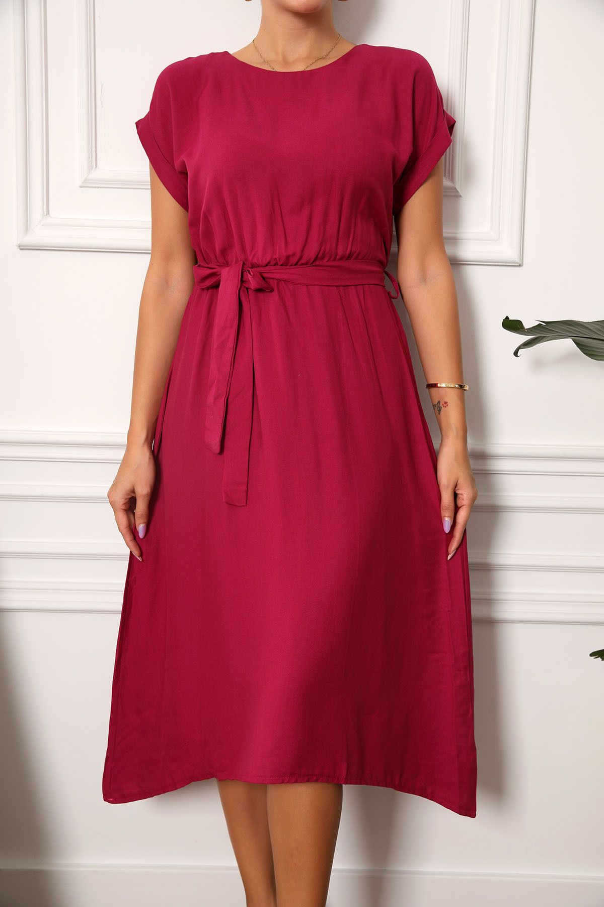 Women's Pins Waist Luckling Dress Arm-19y001060