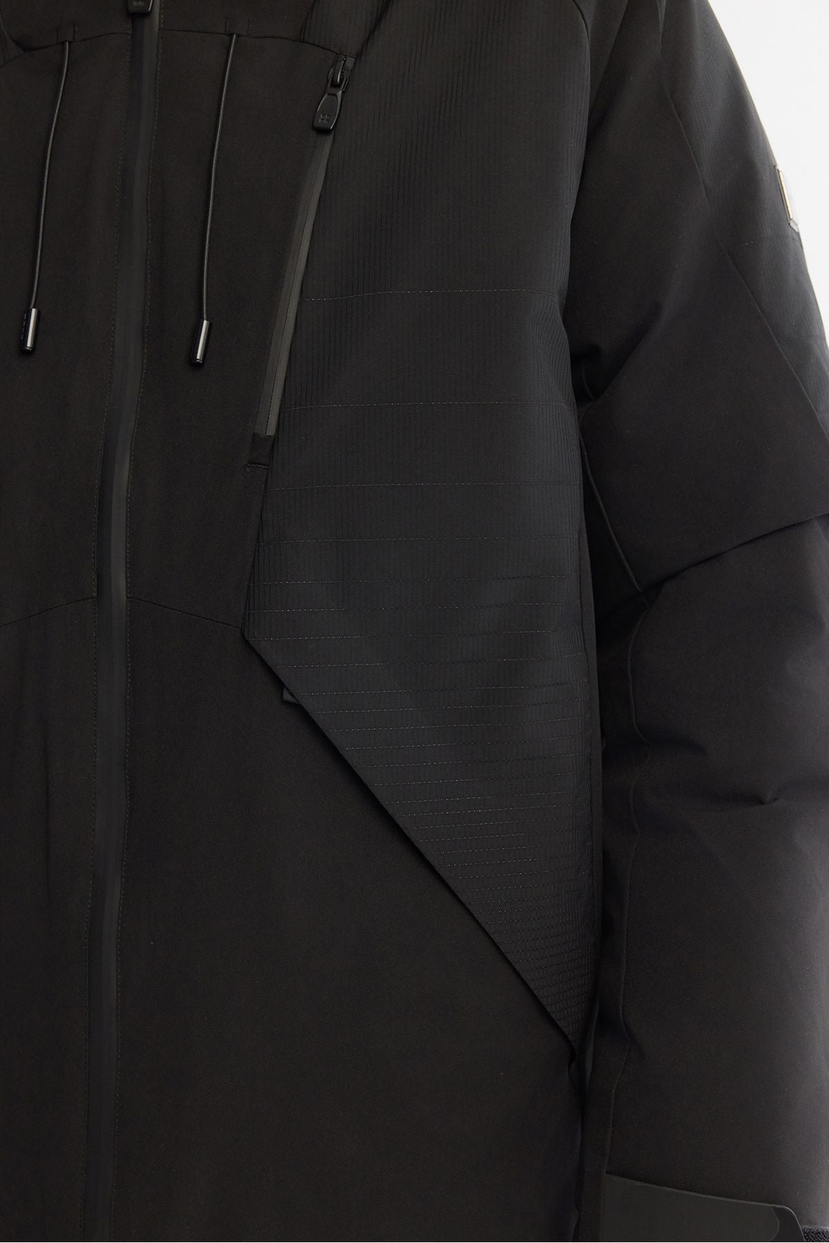 Men's black hooded water -driven windproof goose feather coat A42y6044