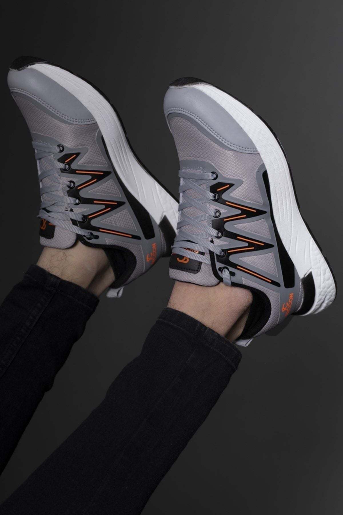 Gray Orange Men's Sneaker 0012301