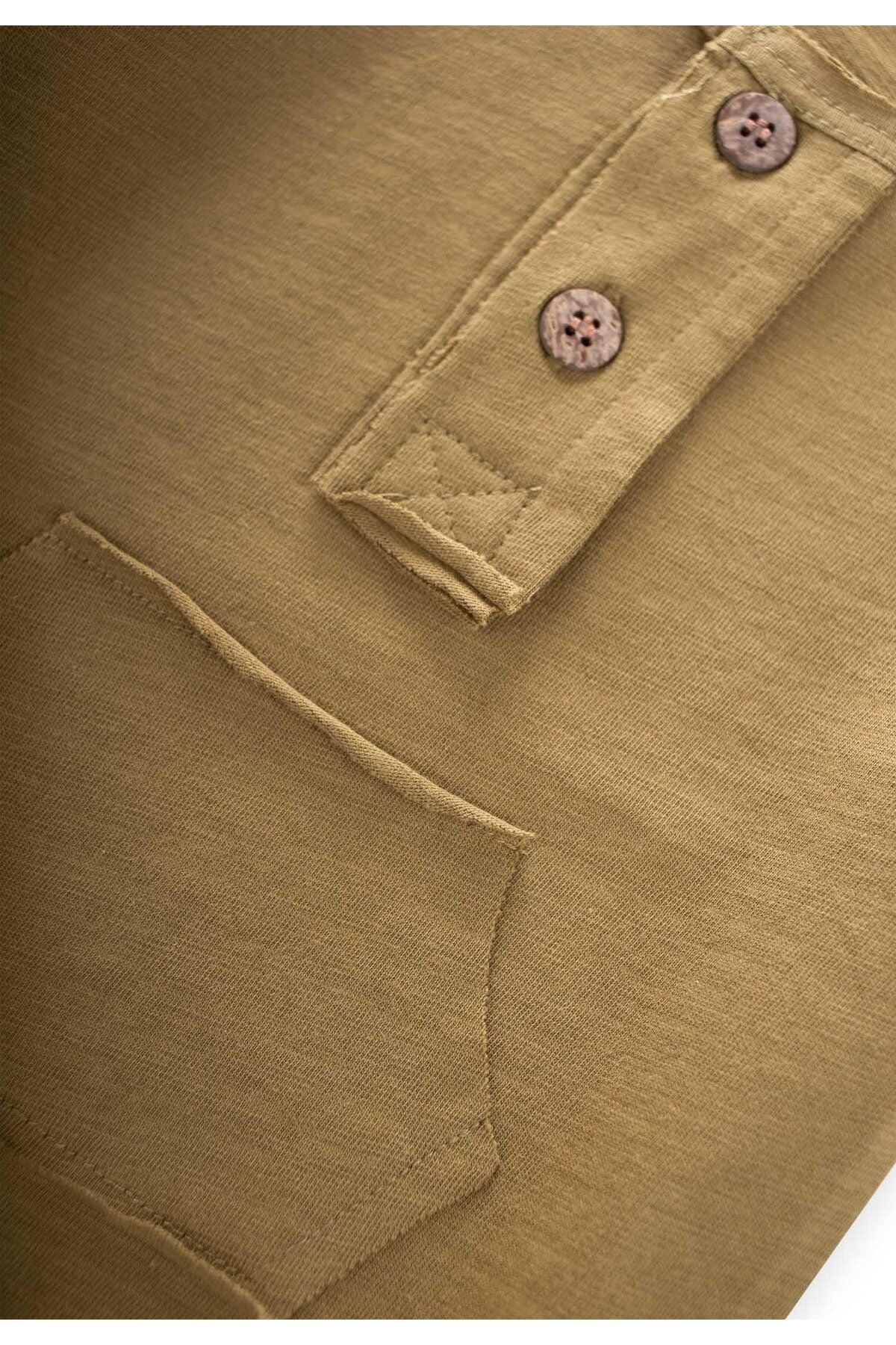 Kangaroo pocket filthy stitched jumpsuit 0-3 years old olive