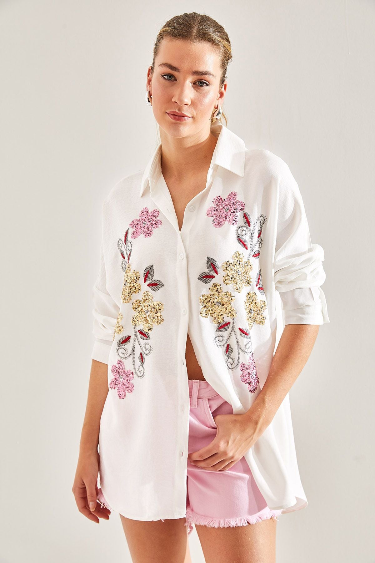 WOMEN'S STAMP PERSON ENGLISH SOFYA KETEN SHIRT 60181010