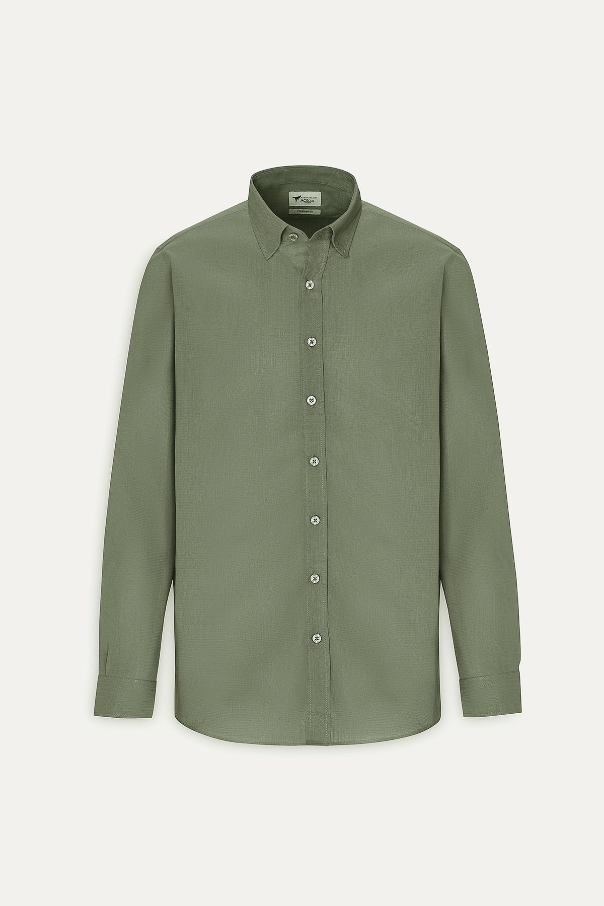 Men's Khaki Comfort Fit Casual Cut Hidden button collar 100 %cotton pennant shirt