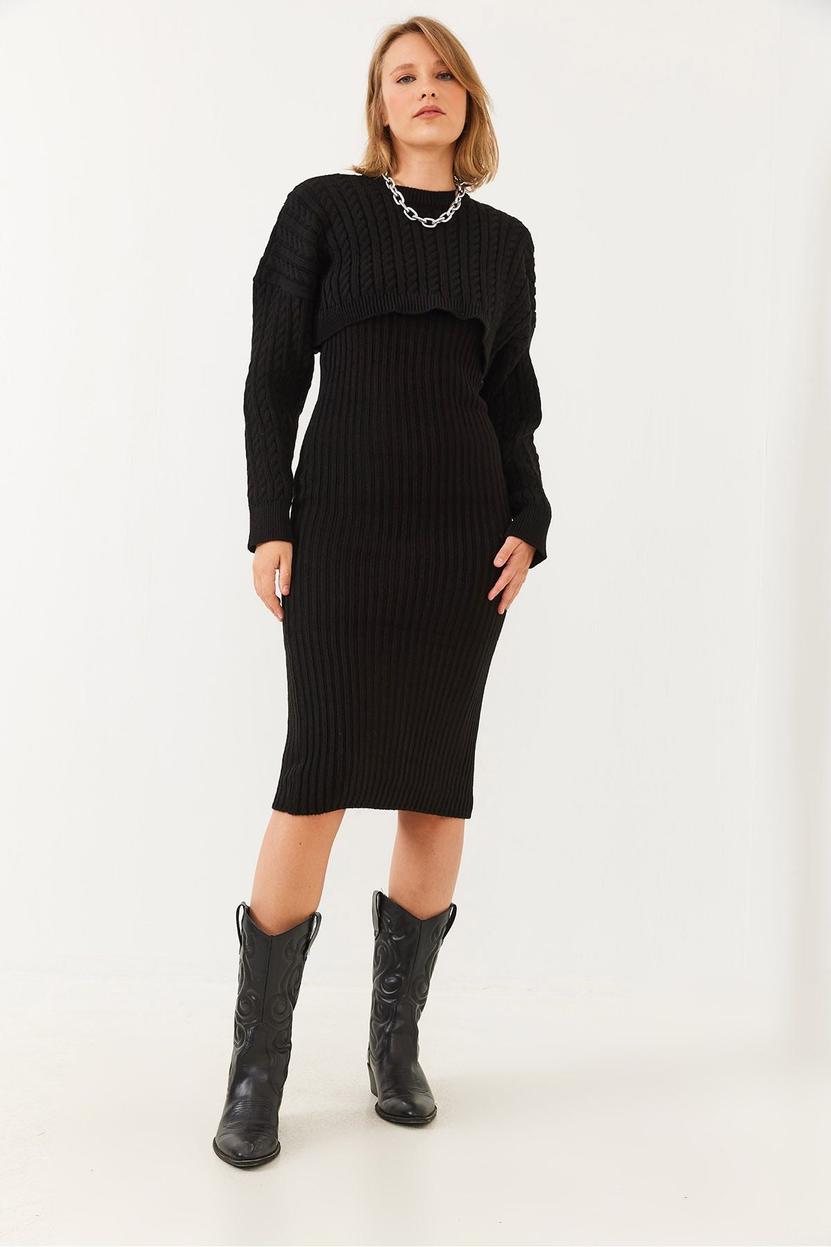 Women's Crop Knitwear Sweater Dress Lower Upper Team 60251816