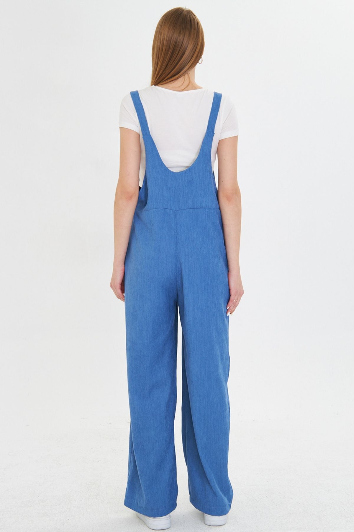 Female Indigo Velvet Pocket Large Flue Gardener with Paçıvan Tulum Arm-25k001036