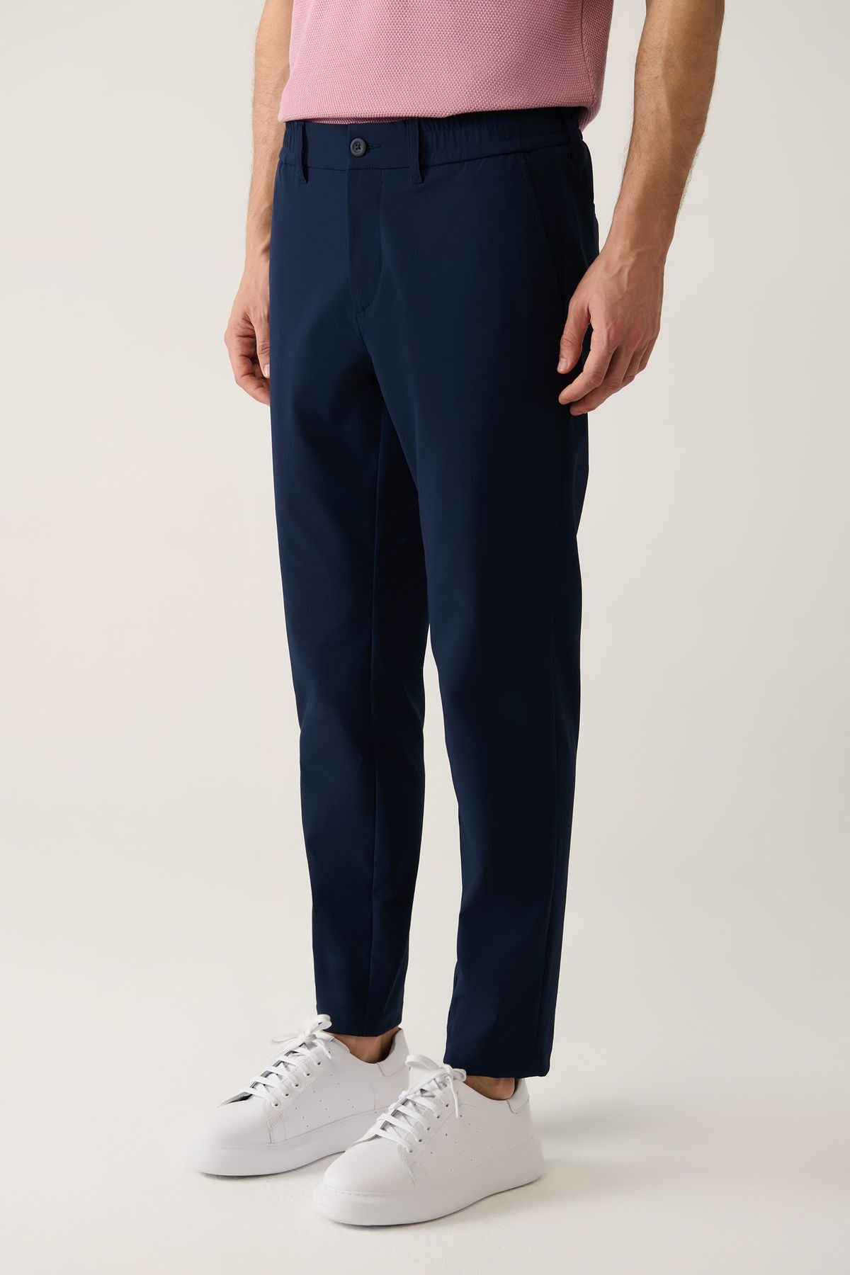Men's navy blue waist tire 360 degrees flexible technical fabric pants A41y3077