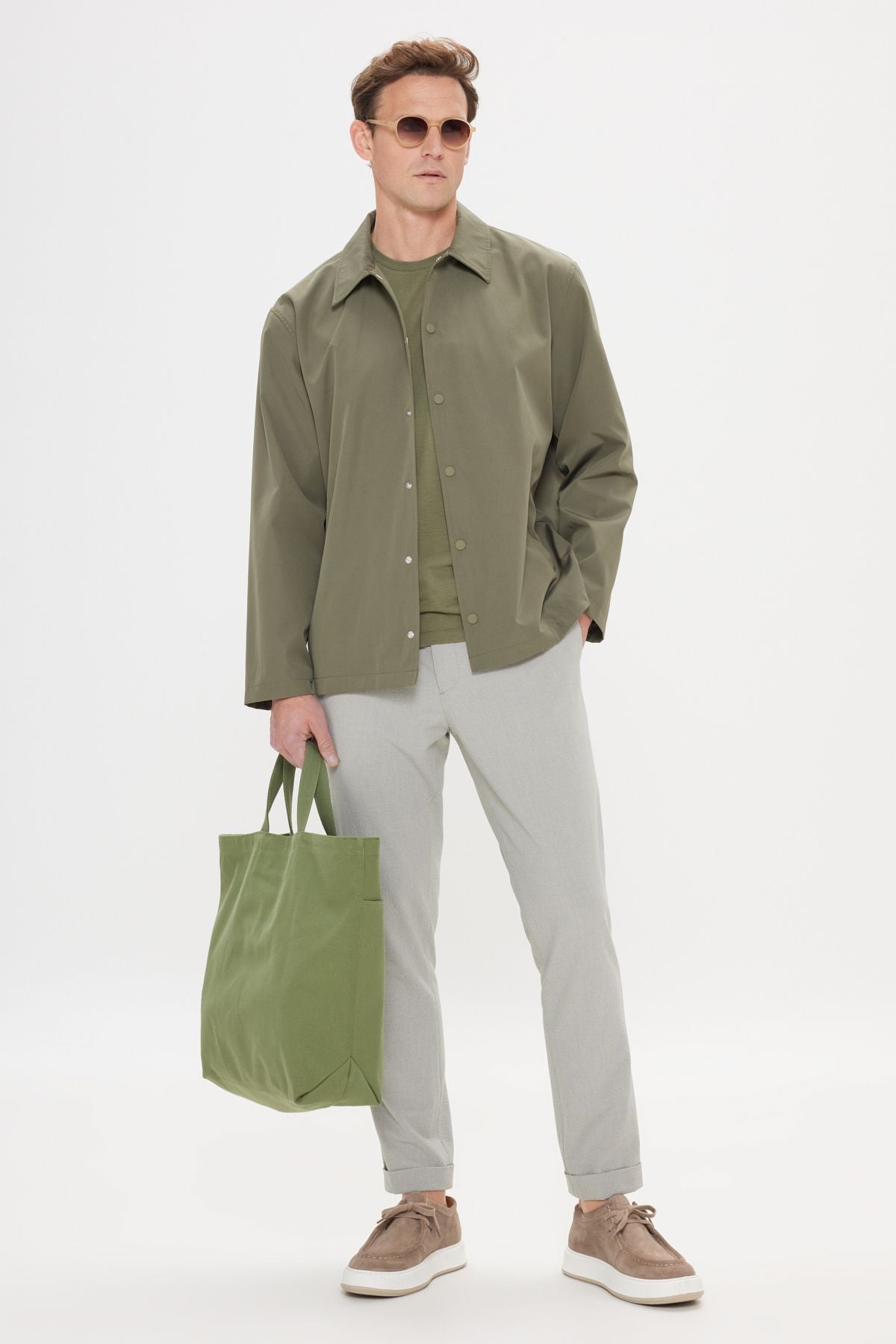 Men's Khaki Standard Fit Normal Cutting Shirt Caple Capital Coat