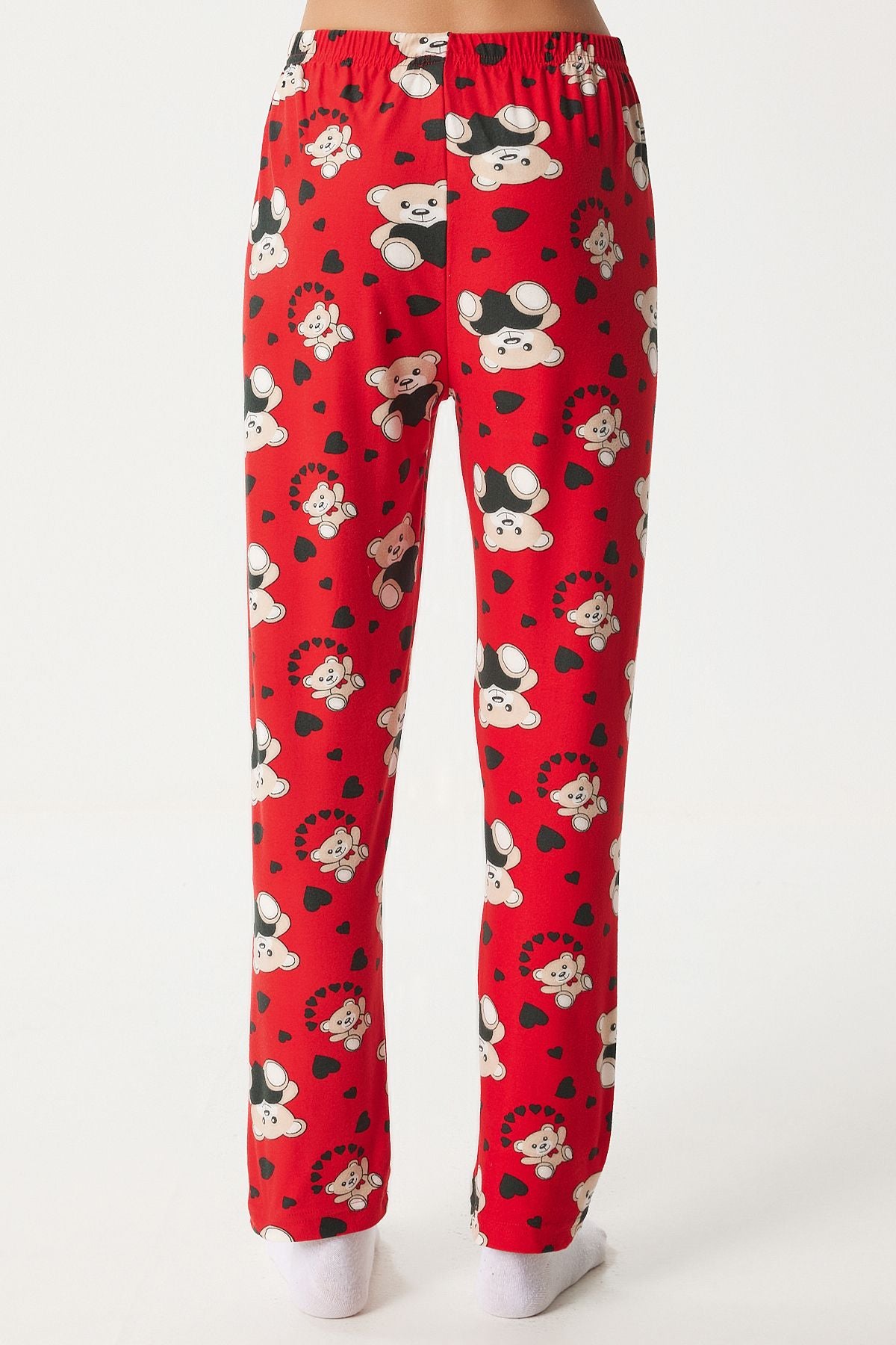 Woman Red Patterned Soft textured knitting pajamas six ec00047