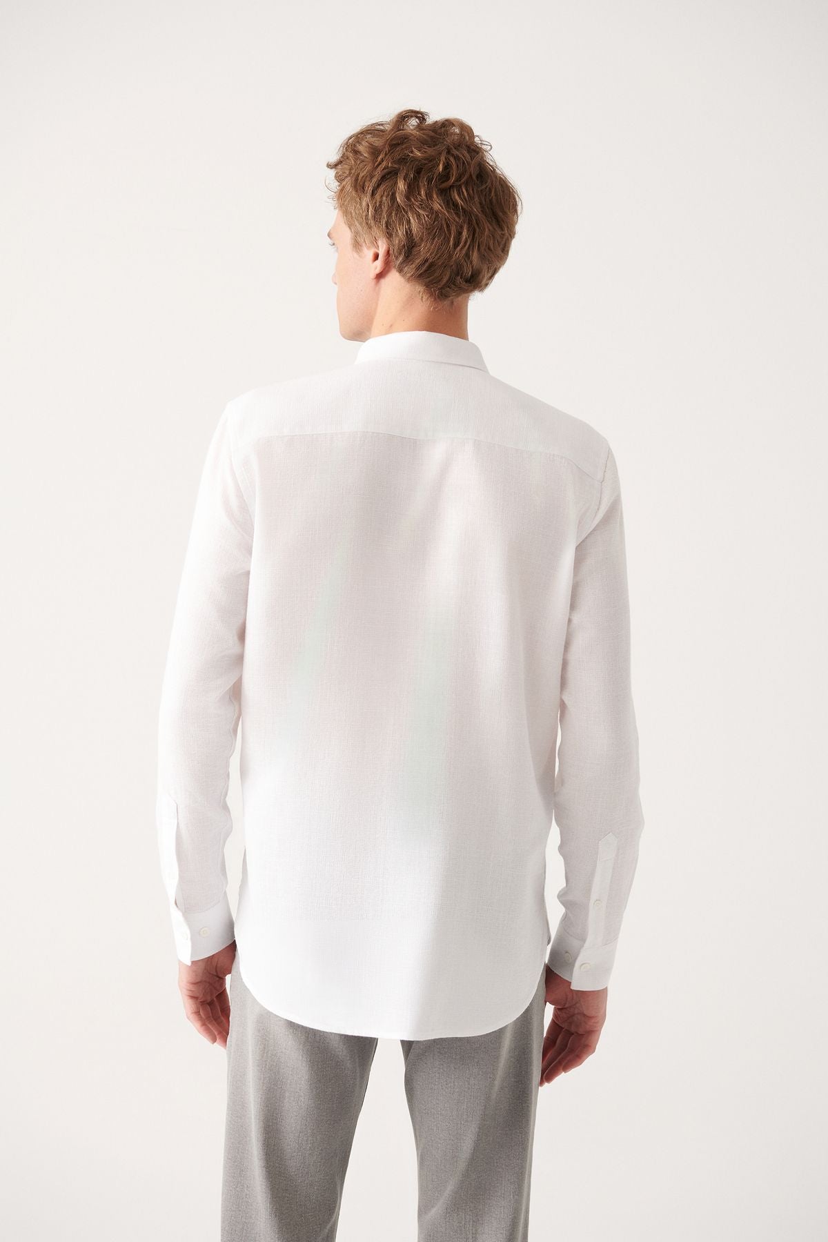 Men's white easy ironable cotton shirt A31y2051