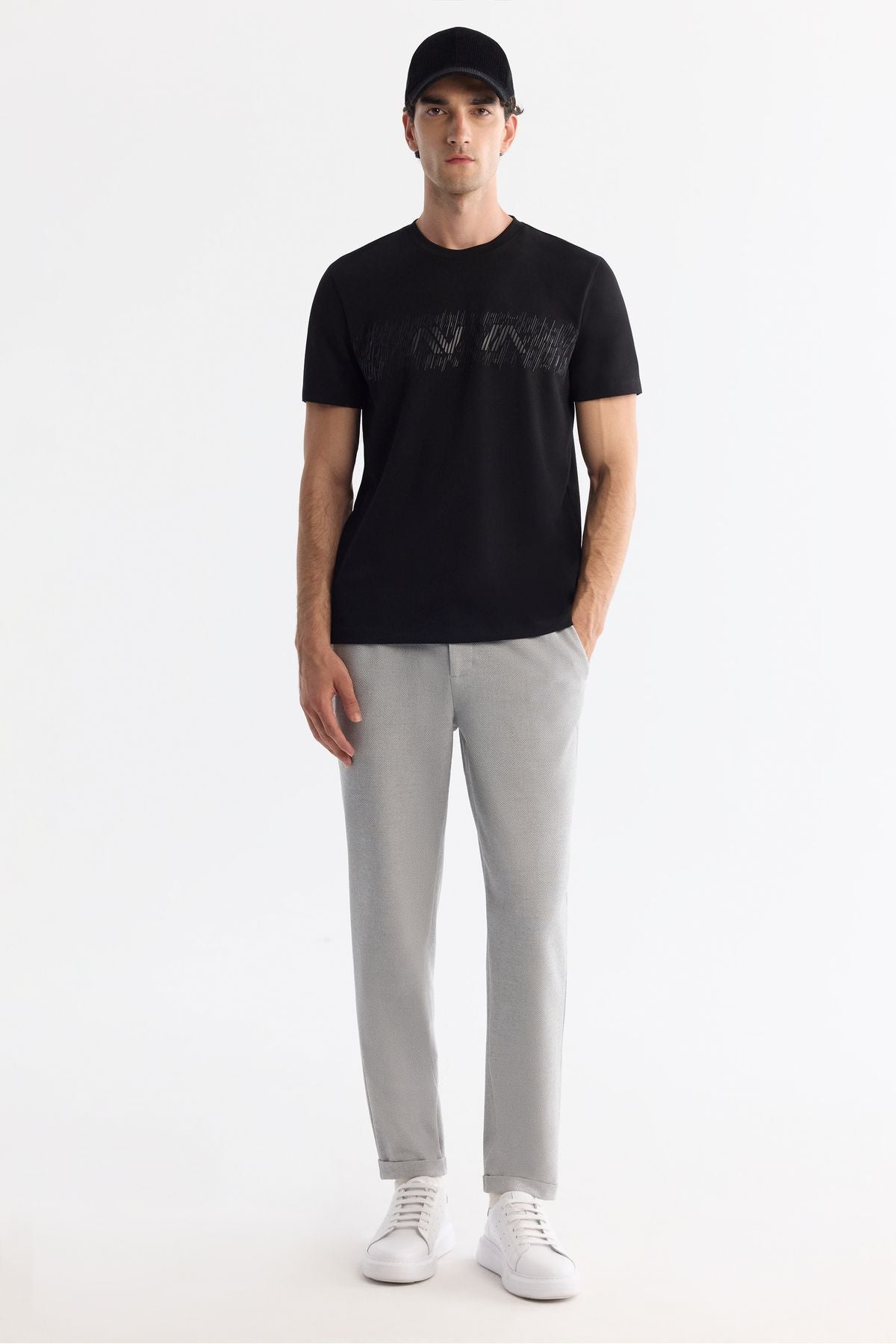 Men's black bike collar interlok elastan t-shirt a42y1005