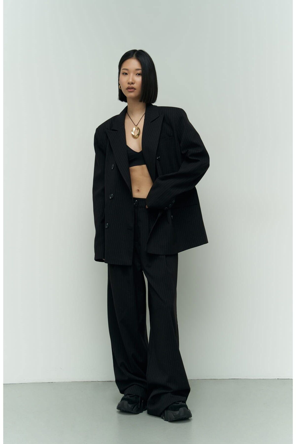 Bianda striped black pants