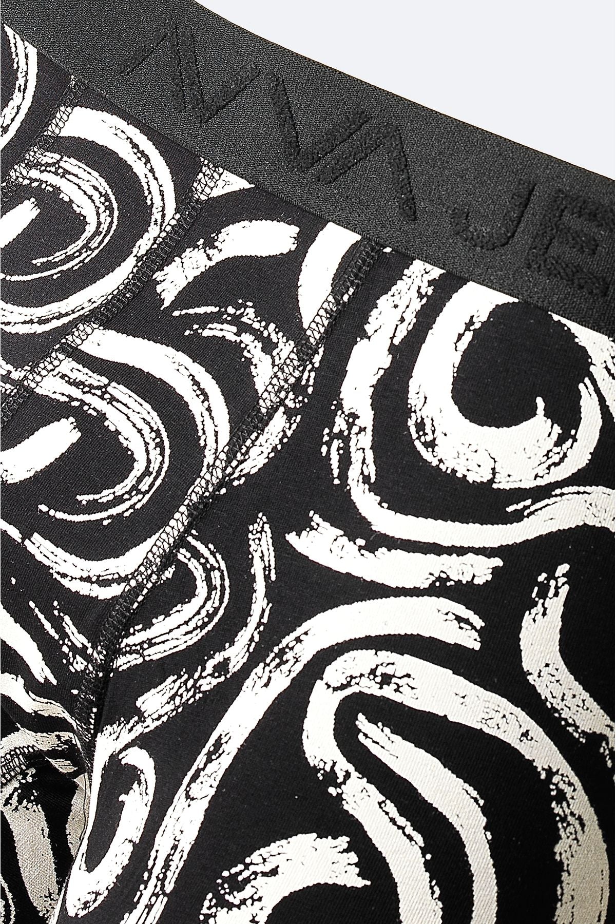 Men's Black Patterned Flexible Fabric Cotton Boxer A41y9512