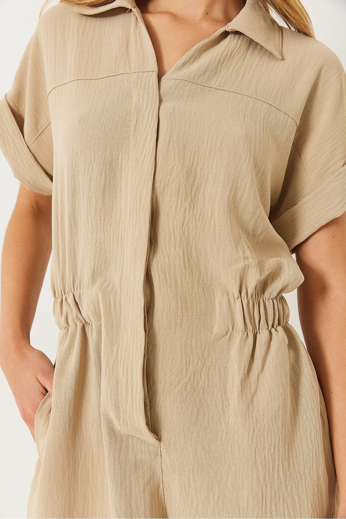 Women's Waist Tulum with Short Sleeve Short Shorted Short