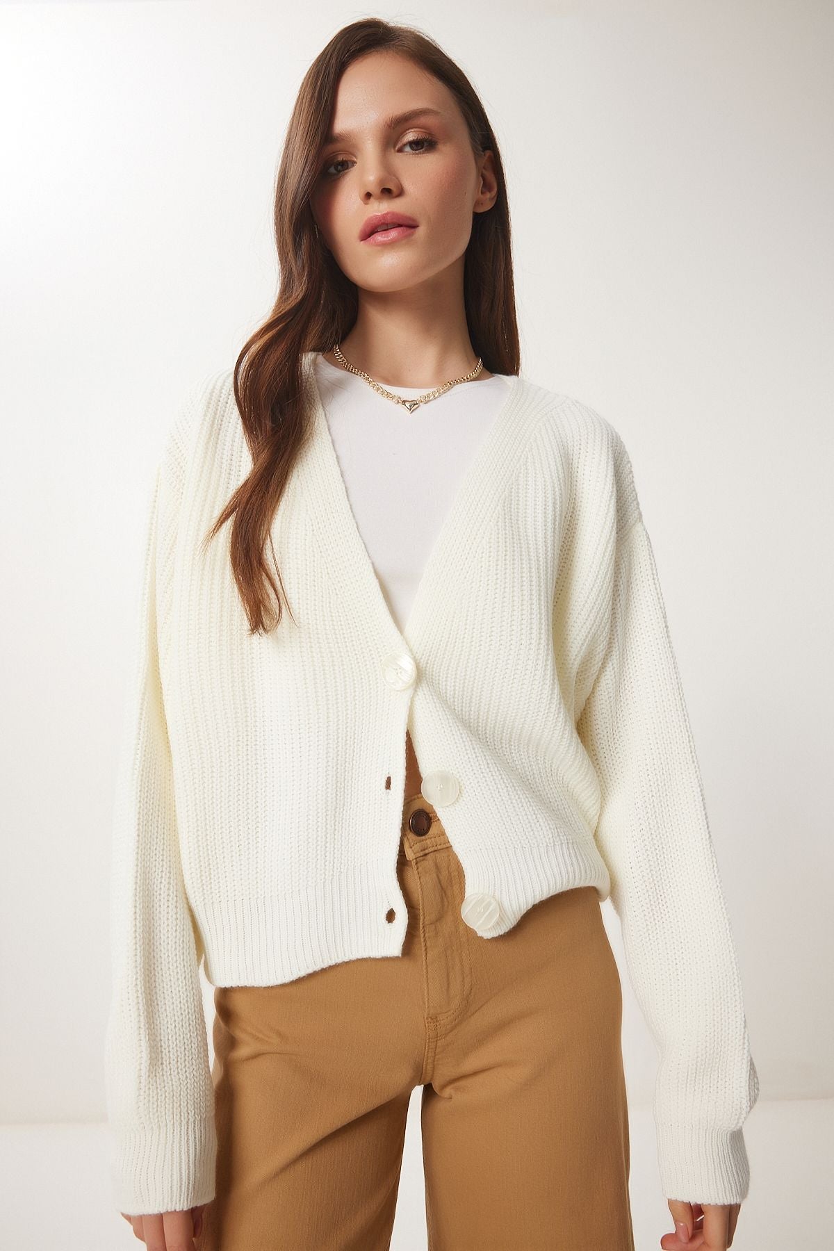 WOMEN ECRU V YAKA KNIP CARTY CARDROHING MX00175