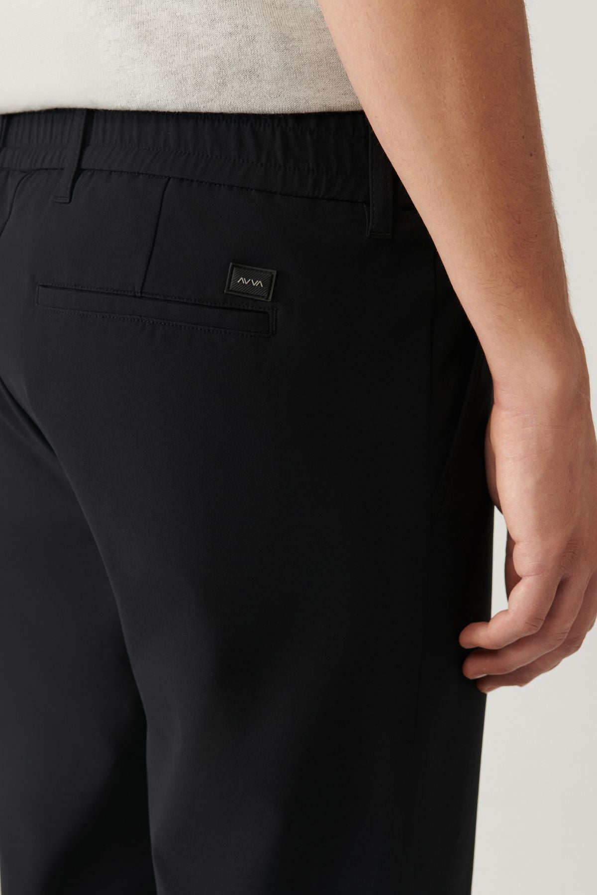 Erkek Siyah Beli Lastikli 360 Derece Esnek Teknik Kumaş Pantolon A41y3077