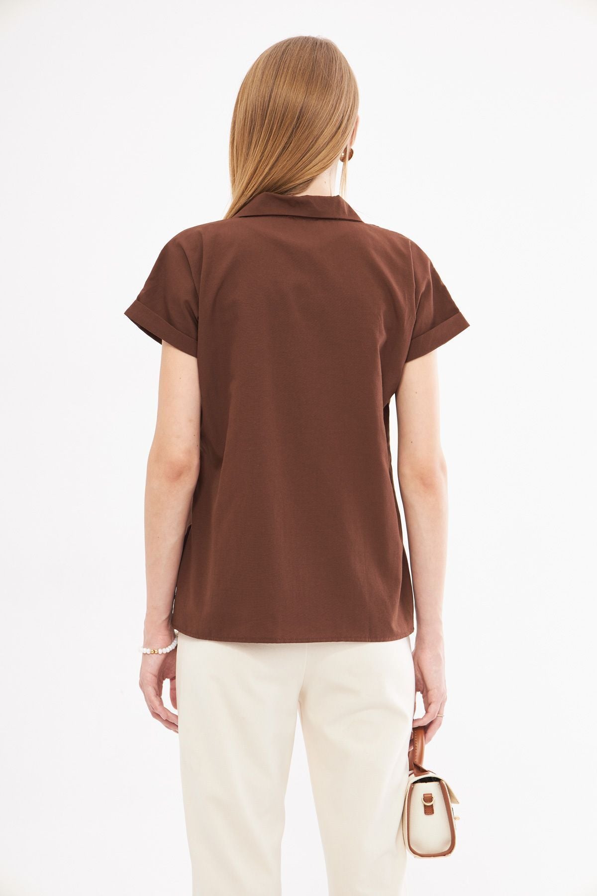 Woman Coffee Short Sleeve Shirt ARM-19Y001065