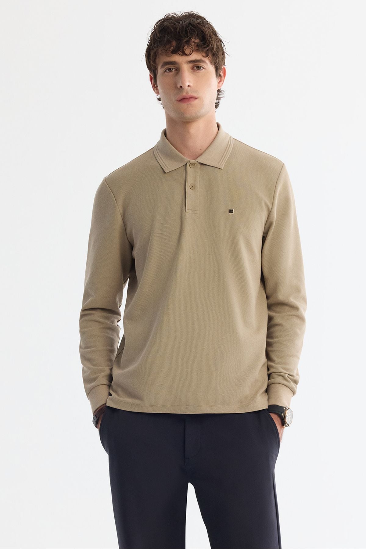 Men's mink 2 button cotton Polo Yaka Sweatshirt B001080