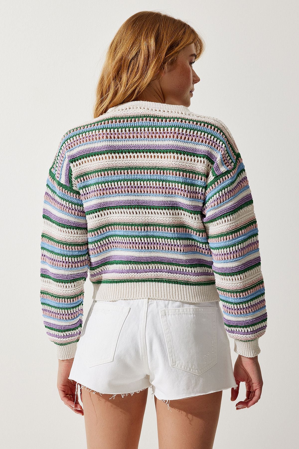 Women's Cream Lilacate Offer Mevsiml Triko Cardigan AN00169