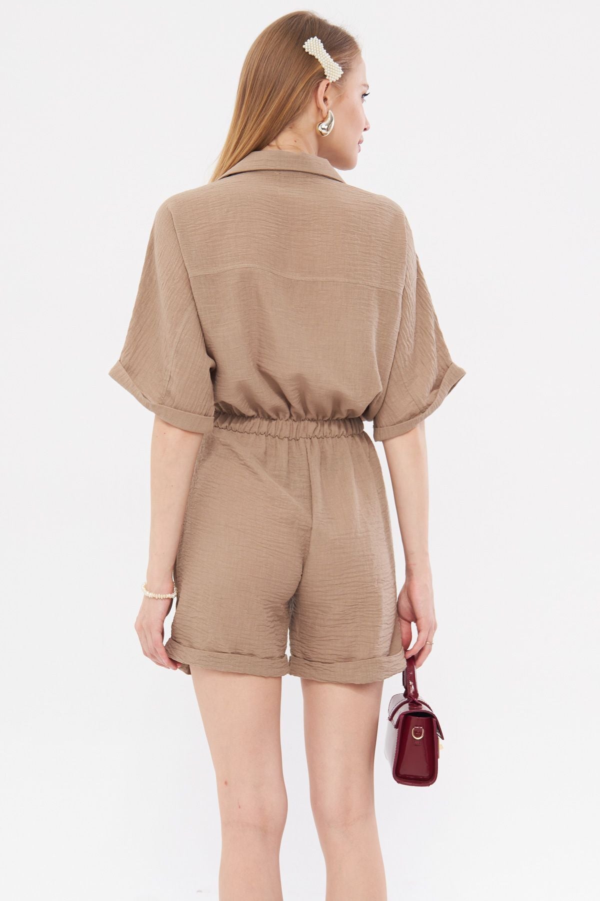 Female Mink Bat Arm Pocket Waist Waist Waighted Short Short Shoes Arm-23y001075