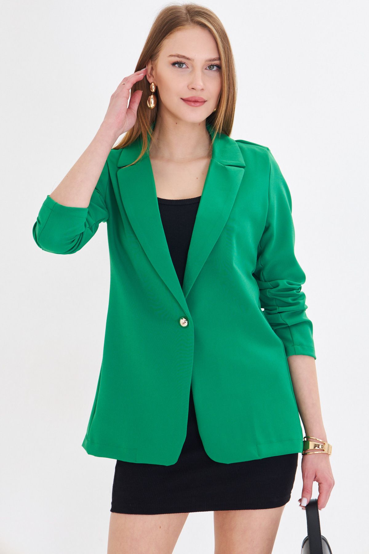 Female Green Single Button Jacket ARM-23Y001047