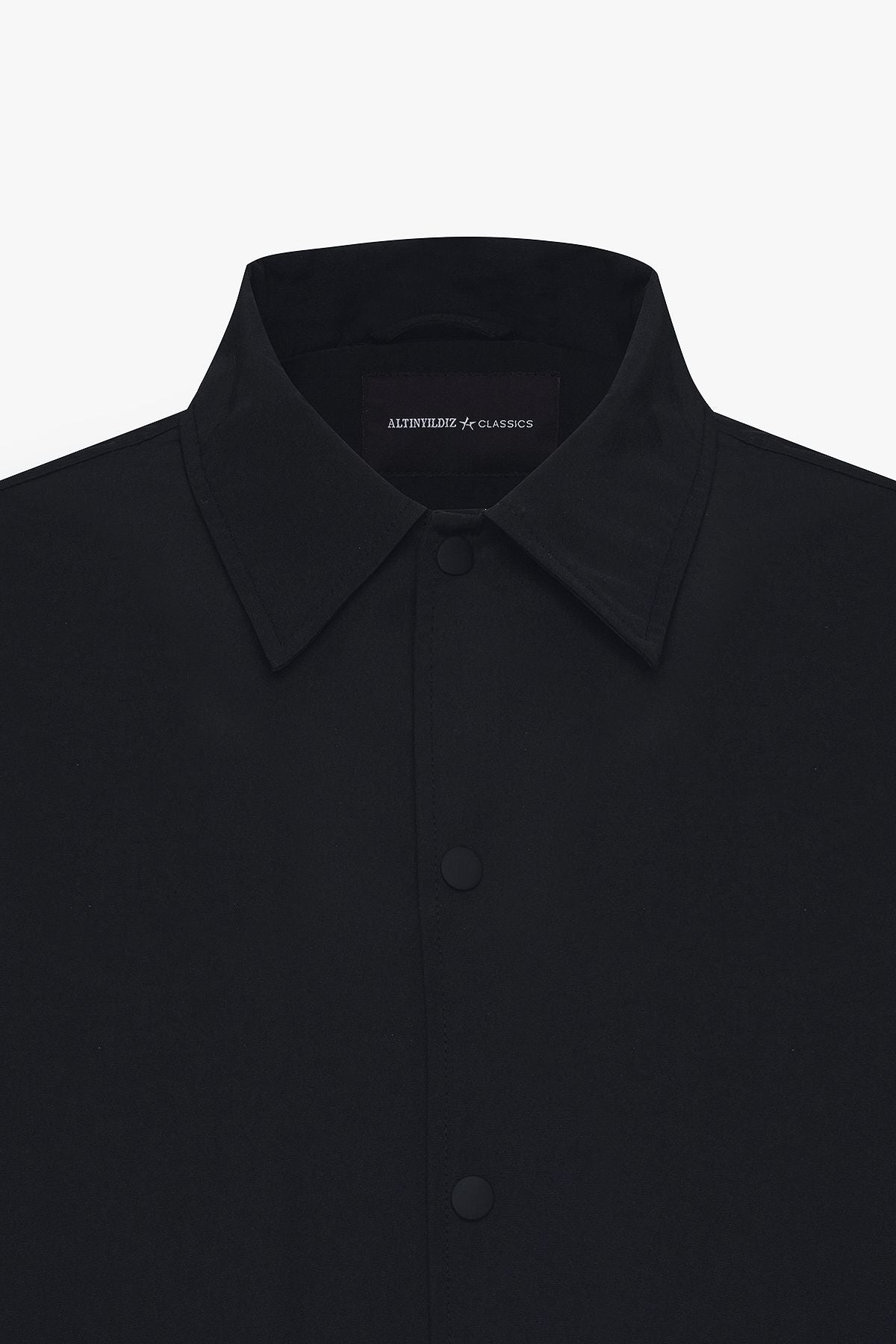 Men's Black Standard Fit Normal Cutting Shirt Caple Capital Coat Coat