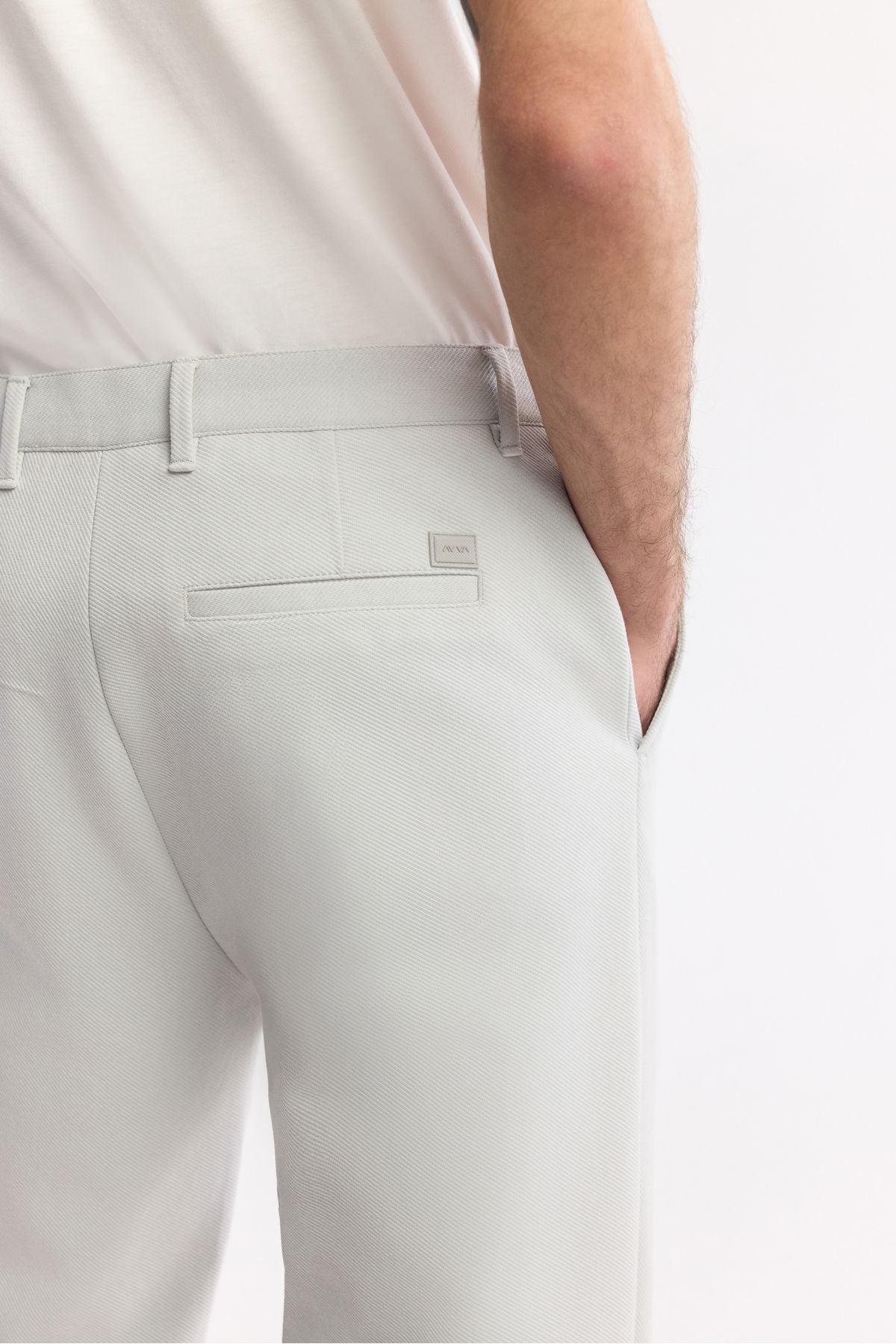 Men's Light Gray Classic Waist Knitting Diagonal Pedasa Carrot Fit Pants A51y3013