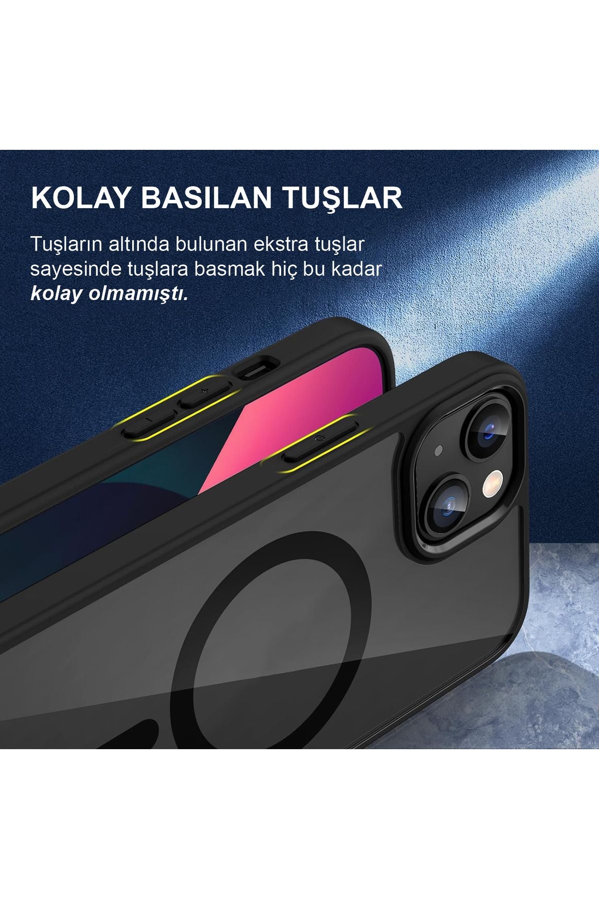 iPhone 13 compatible camera protruding edge with colorful sensitive button Magsafe case